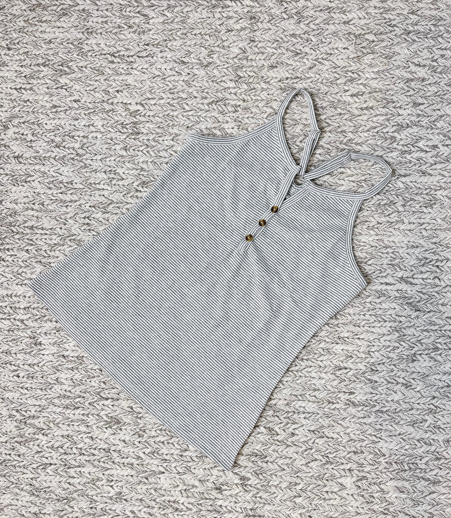 White Striped Henley Tank