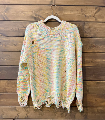 Distressed Multi Color Sweater