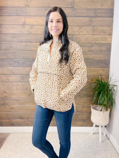 Your Everday Quilted Pullover- Leopard