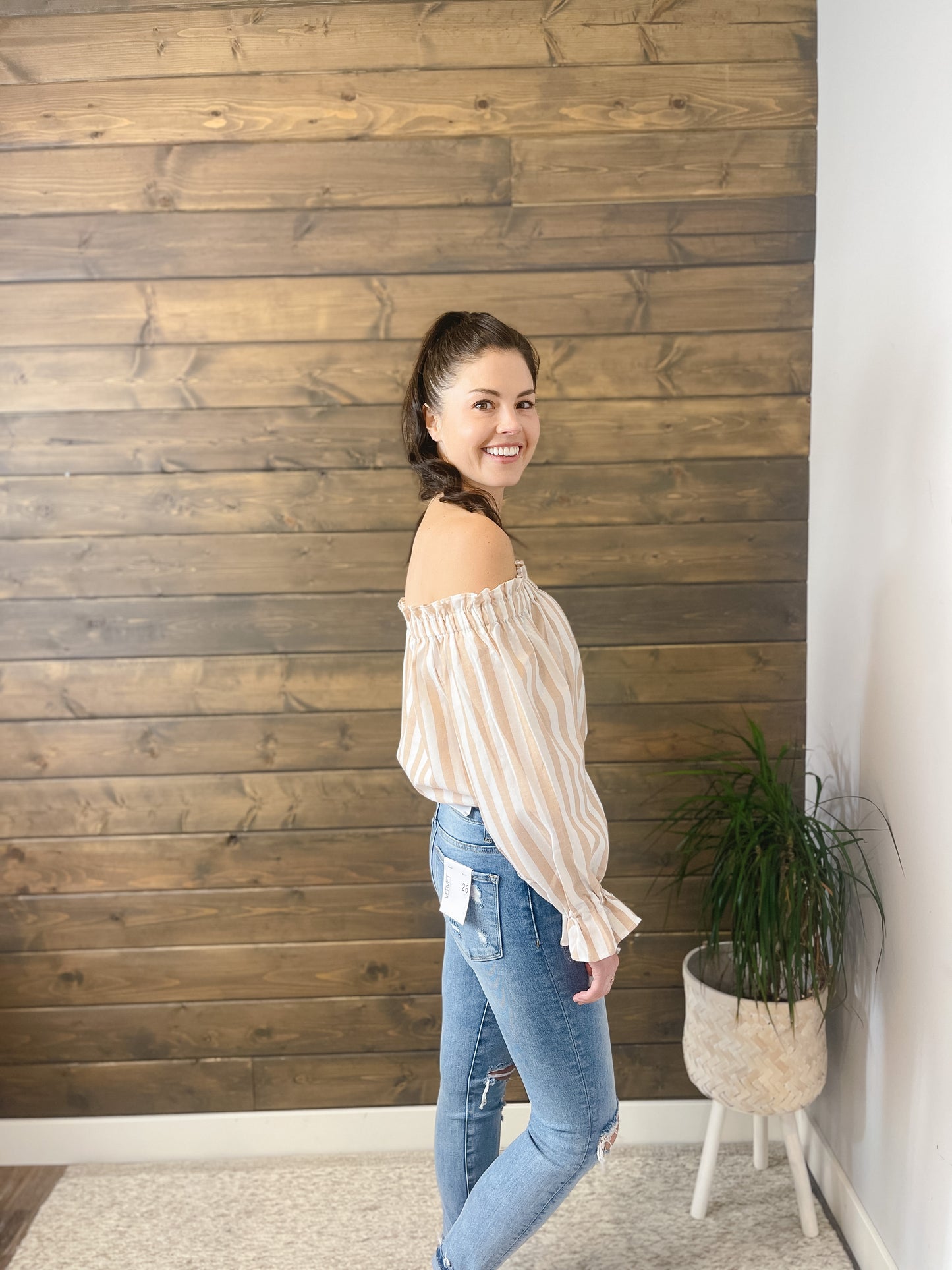 The Striped Off Shoulder Top